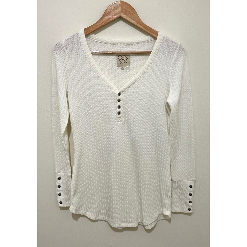 Women's Chaser Waffle Knit V-Neck Long Sleeve Top, Small